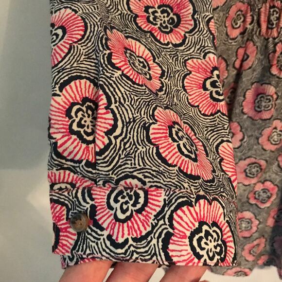 Izod Womens Dress Tunic Top Button Front Back Tie Blue Bright Pink White Size XL - Picture 7 of 8